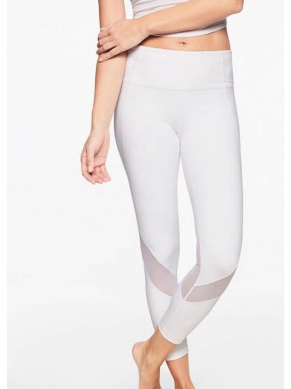Athleta White High-Rise Mesh-Panel Leggings
